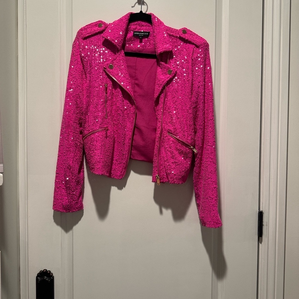 Generation Love Fuchsia Sequin Bomber Jacket